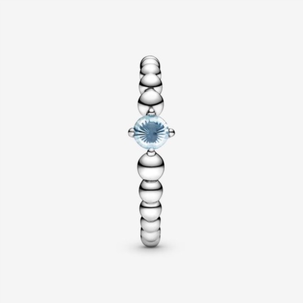 March Aqua Blue Beaded Ring Pandora