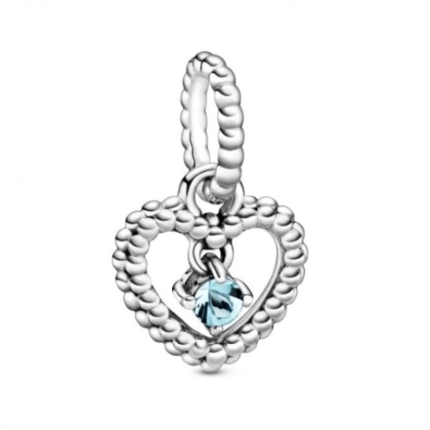 March Birthstone Heart Charms Pandora