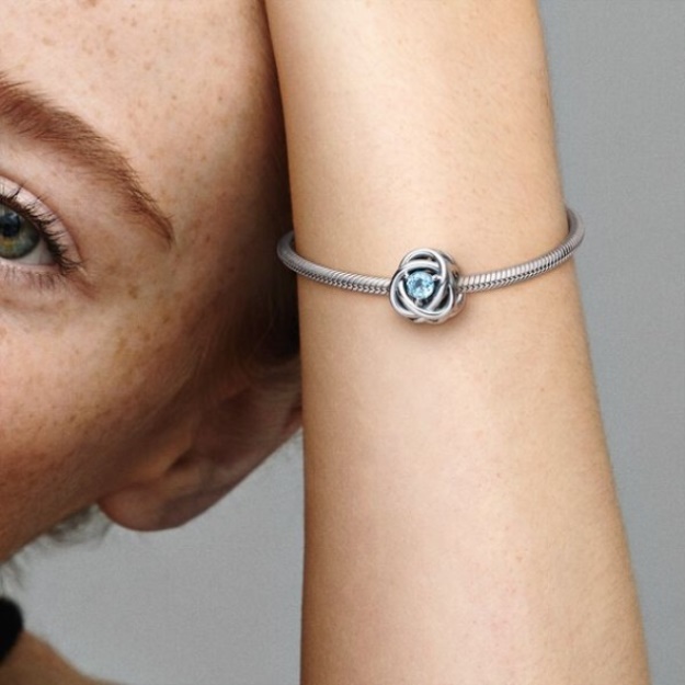March Sea Aqua Blue Eternity Circle Charm Pandora