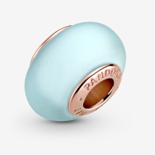 Matte Blue Murano Glass Charm Pandora