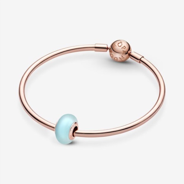 Matte Blue Murano Glass Charm Pandora