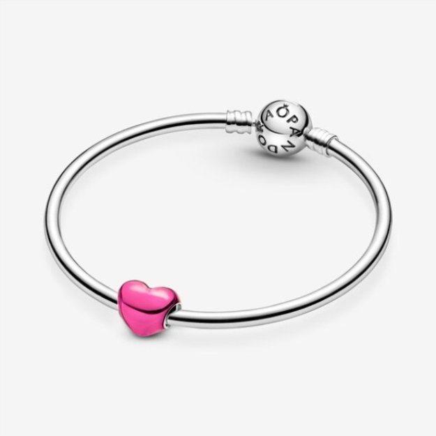 Metallic Pink Heart Charm Pandora