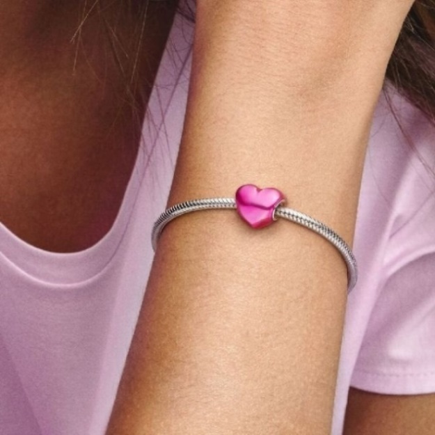 Metallic Pink Heart Charms Pandora