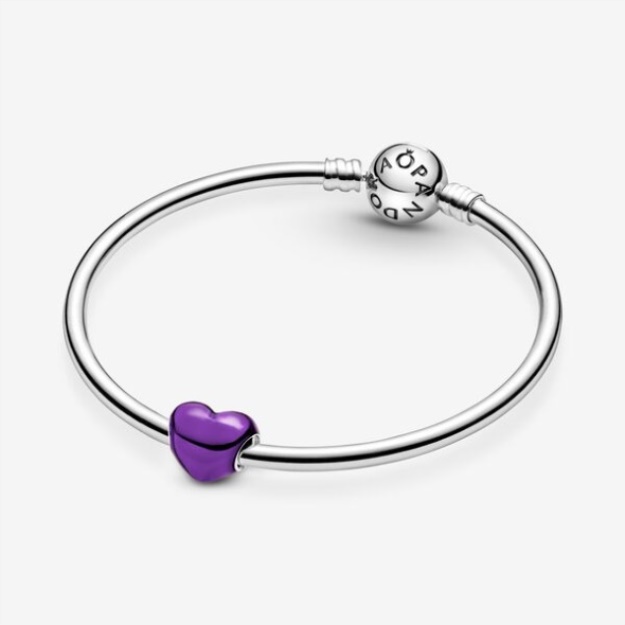 Metallic Purple Heart Charm Pandora