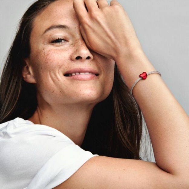 Metallic Red Heart Charm Pandora