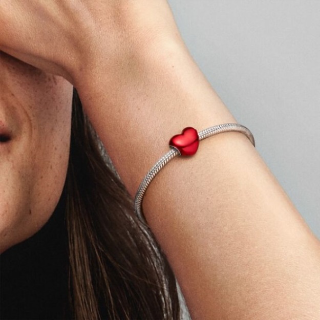 Metallic Red Heart Charm Pandora
