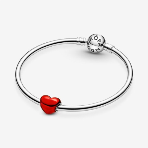 Metallic Red Heart Charm Pandora