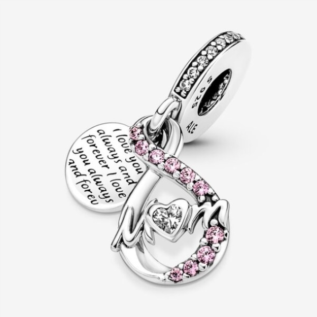 Mom Infinity Pave Double Dangle Charm Pandora
