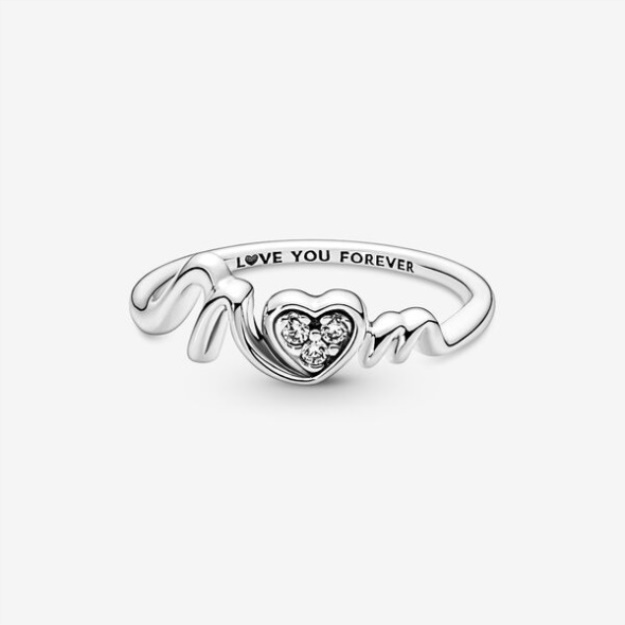 Mom Pave Heart Ring Pandora