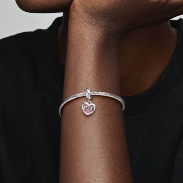 Mom Script Heart Dangle Charm Pandora