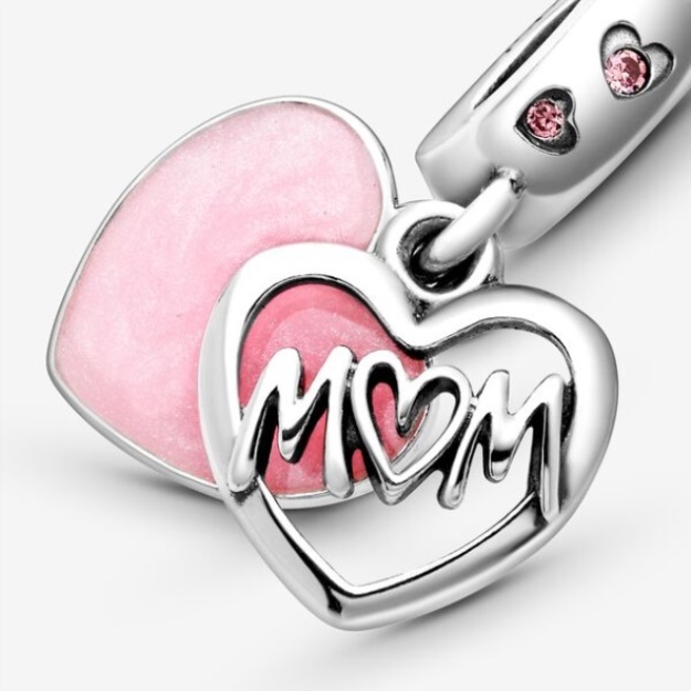 Mom Script Heart Dangle Charm Pandora
