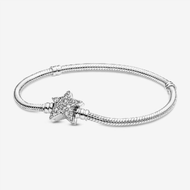 Moments Asymmetric Star Pandora Clasp Snake Chain Bracelet