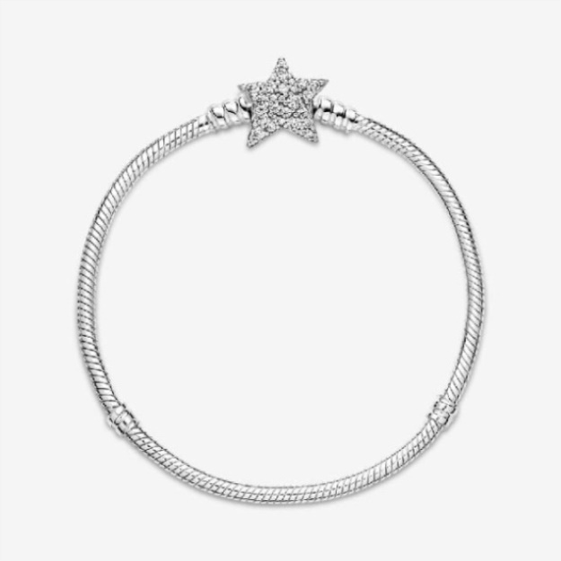 Moments Asymmetric Star Pandora Clasp Snake Chain Bracelet