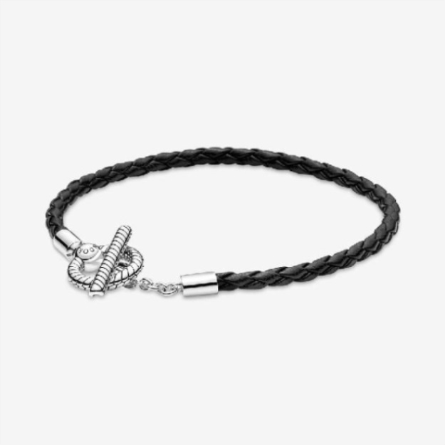 Moments Braided Pandora Leather T-Bar Bracelet