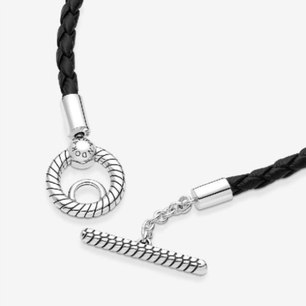 Moments Braided Pandora Leather T-Bar Bracelet