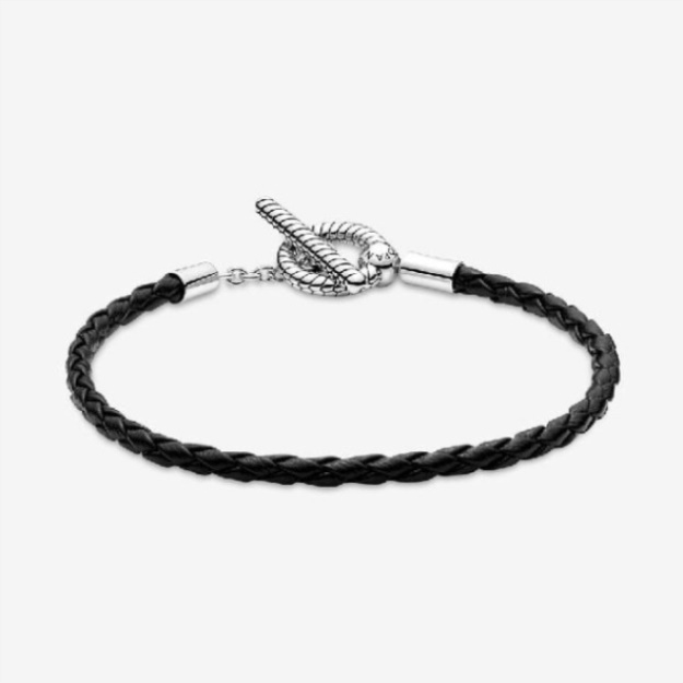 Moments Braided Pandora Leather T-Bar Bracelet
