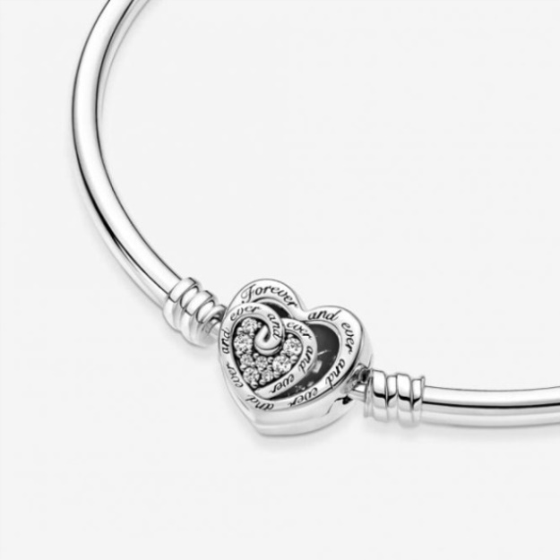 Moments Brand Pandora Entwined Infinite Hearts Clasp Bangle