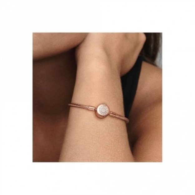 Moments Brand Pandora Rose Sparkling Crown O Snake Chain Bracelet