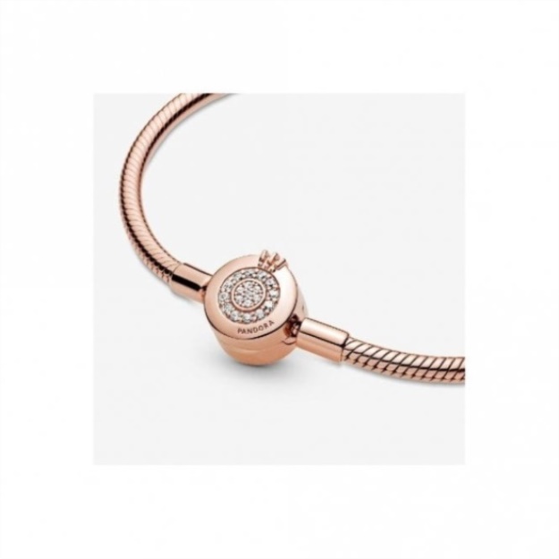 Moments Brand Pandora Rose Sparkling Crown O Snake Chain Bracelet