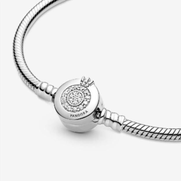 Moments Brand Pandora Sparkling Crown O Snake Chain Bracelet