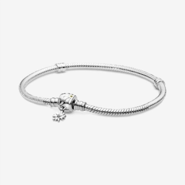 Moments Daisy Flower Clasp Snake Chain Bracelet Pandora