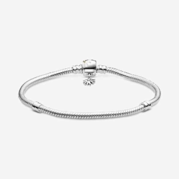 Moments Daisy Flower Clasp Snake Chain Bracelet Pandora