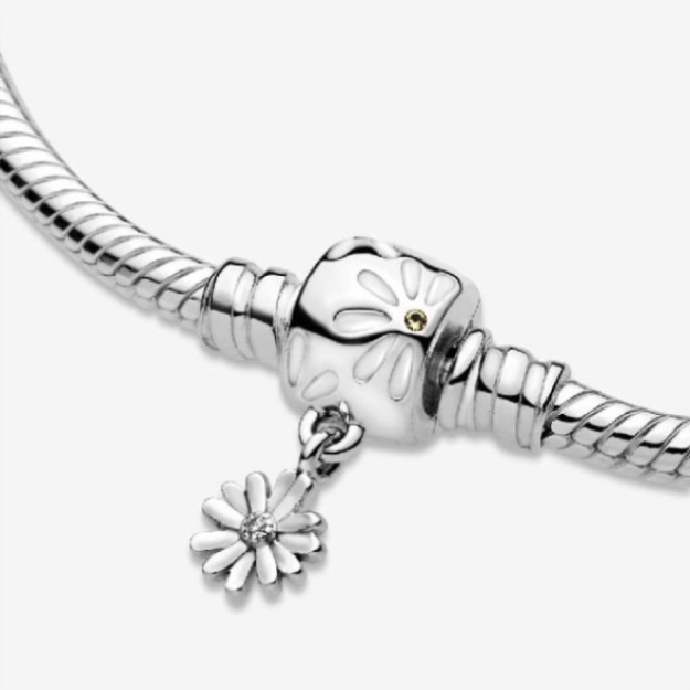 Moments Daisy Flower Clasp Snake Chain Bracelet Pandora