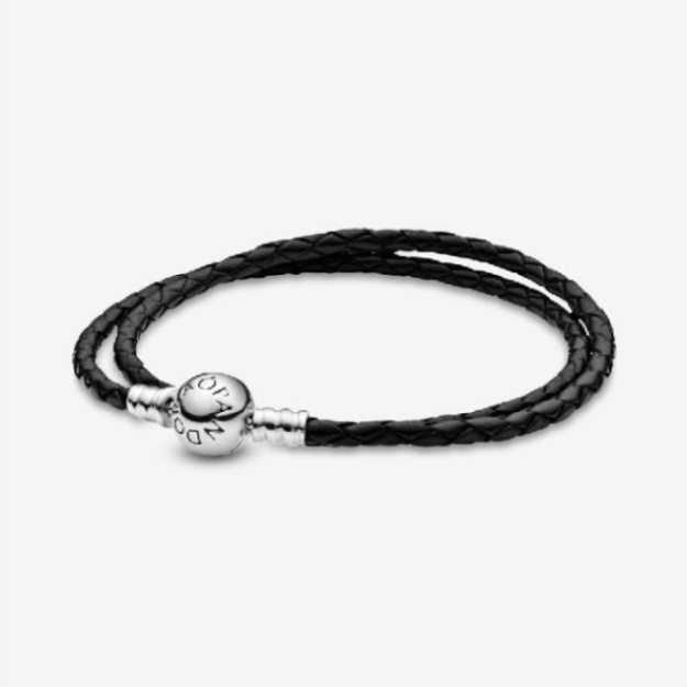 Moments Double Black Leather Bracelet Pandora