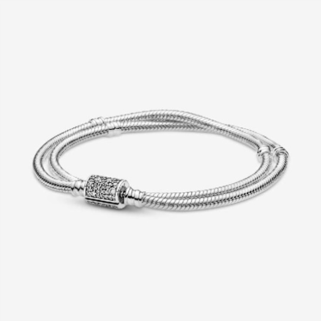 Moments Double Pandora Wrap Barrel Clasp Snake Chain Bracelet  Choker