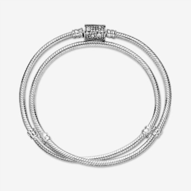 Moments Double Pandora Wrap Barrel Clasp Snake Chain Bracelet  Choker