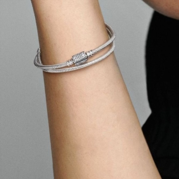 Moments Double Pandora Wrap Barrel Clasp Snake Chain Bracelet  Choker