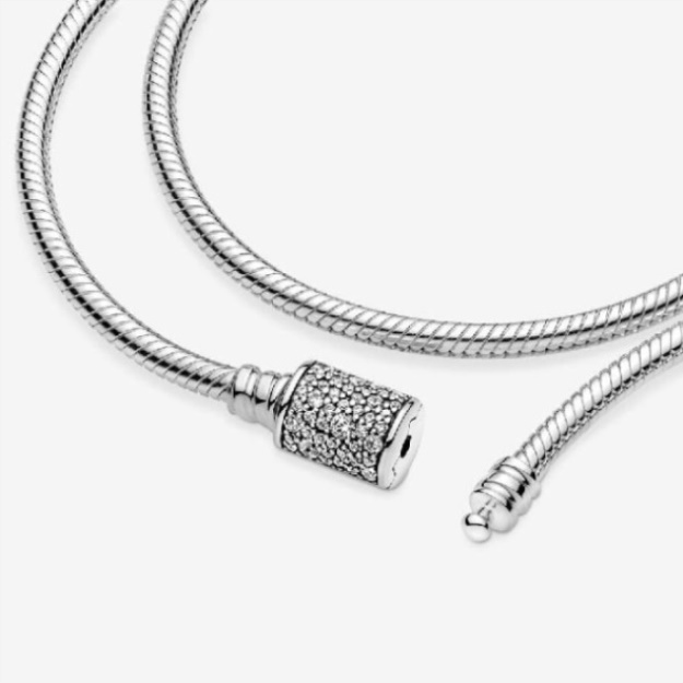 Moments Double Wrap Barrel Clasp Snake Chain Bracelet  Choker Pandora