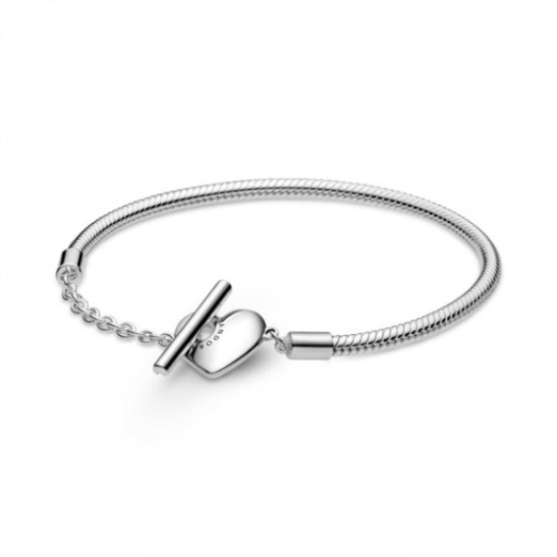 Moments Heart T-Bar Snake Chain Bracelet Brand Pandora