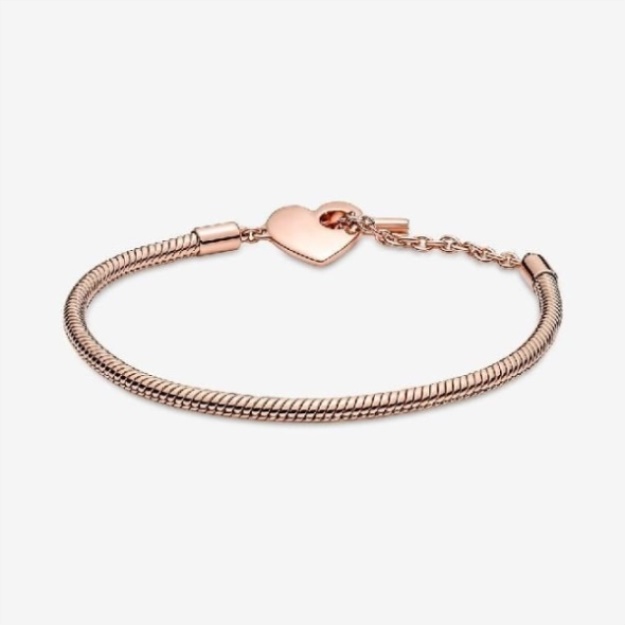 Moments Heart T-Bar Snake Chain Pandora Bracelet