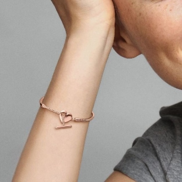 Moments Heart T-Bar Snake Chain Pandora Bracelet