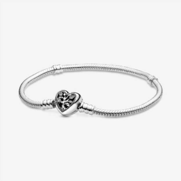 Moments Pandora Family Tree Heart Clasp Snake Chain Bracelet