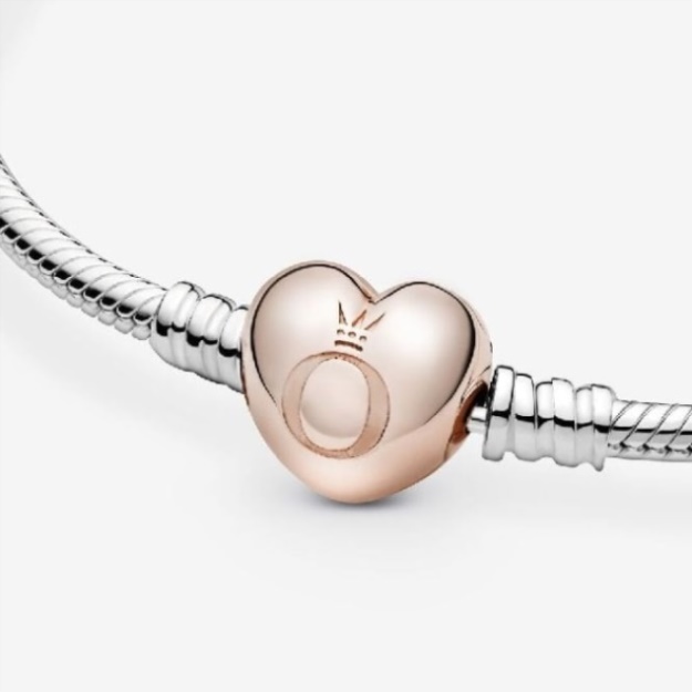 Moments Rose Pandora Brand Heart Clasp Snake Chain Bracelet