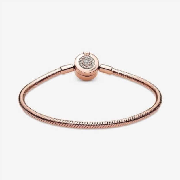 Moments Rose Pandora Sparkling Crown O Snake Chain Bracelet