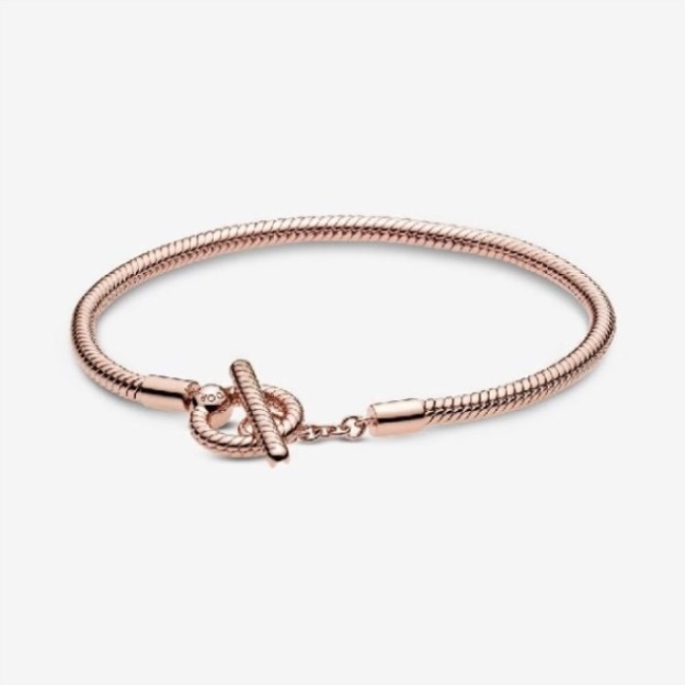 Moments Rose Pandora T-Bar Snake Chain Bracelet