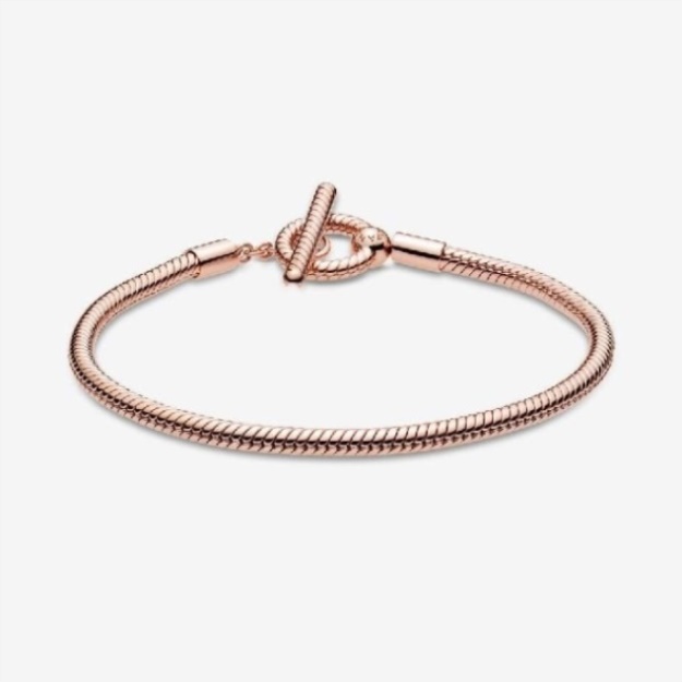 Moments Rose Pandora T-Bar Snake Chain Bracelet