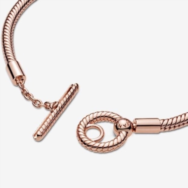 Moments Rose Pandora T-Bar Snake Chain Bracelet