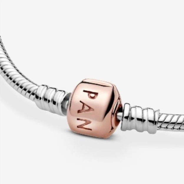 Moments Snake Chain Pandora Bracelet with Rose Clasp