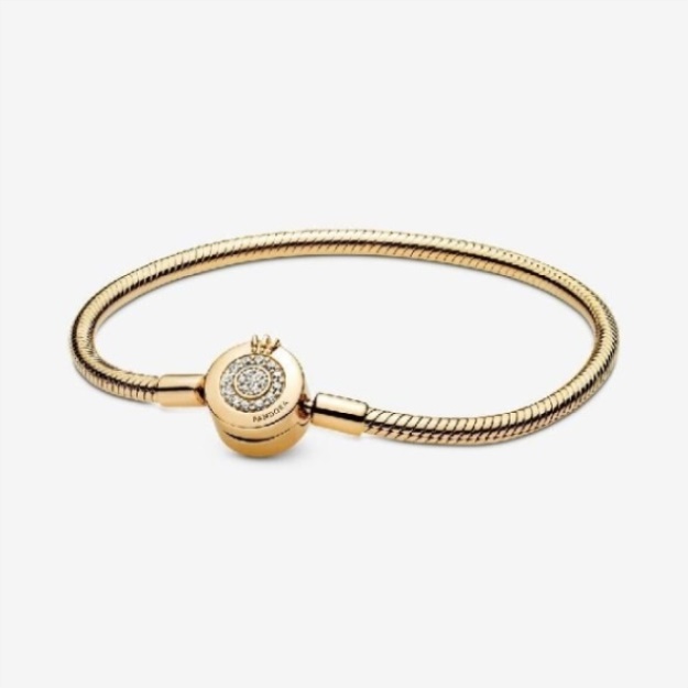Moments Sparkling Crown O Snake Chain Bracelet Pandora
