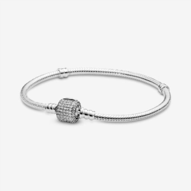 Moments Sparkling Pave Clasp Snake Chain Bracelet Pandora
