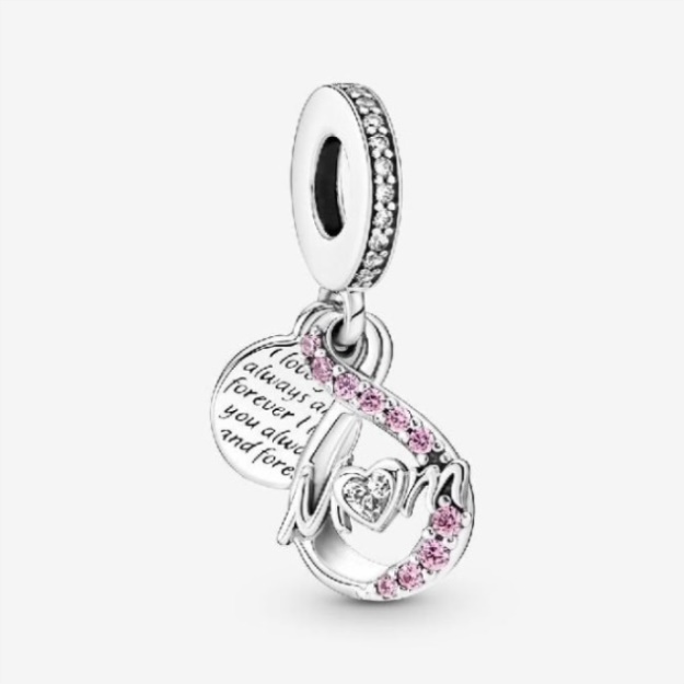 Mum Infinity Pave Double Dangle Charms Pandora