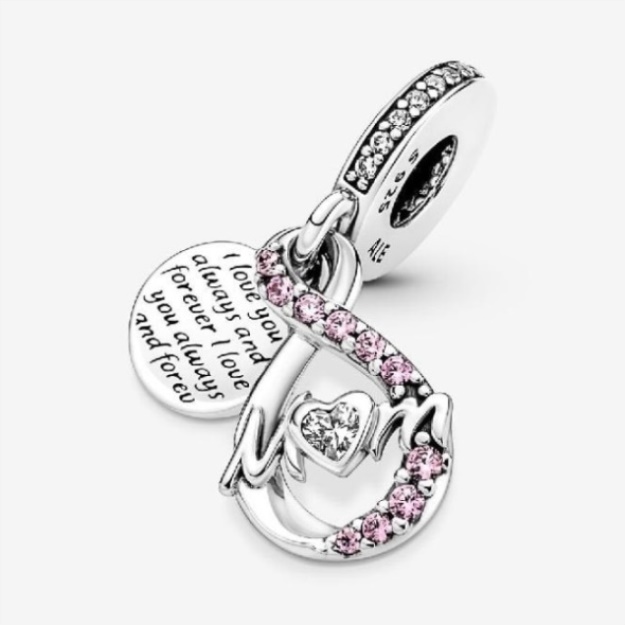 Mum Infinity Pave Double Dangle Charms Pandora