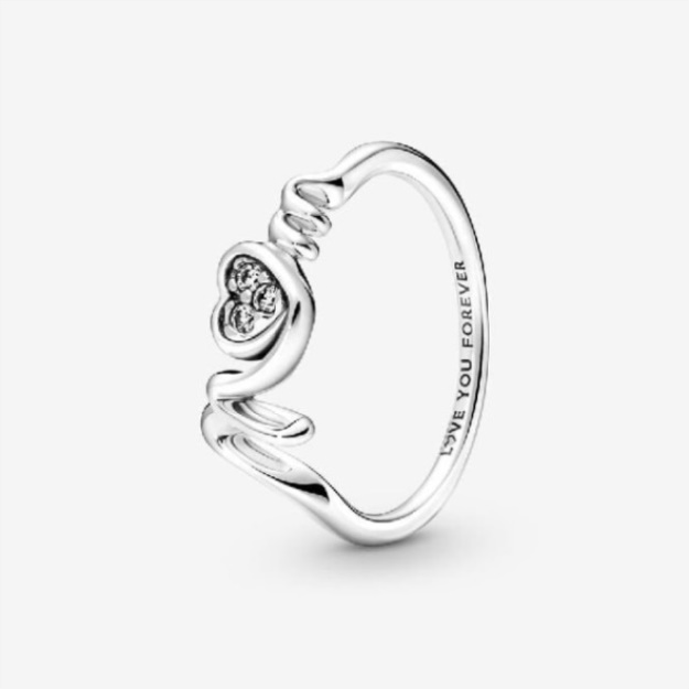 Mum Pave Heart Pandora Ring