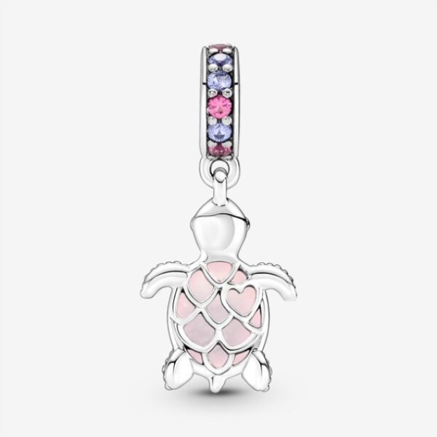 Murano Glass Pink Sea Turtle Dangle Charm Pandora