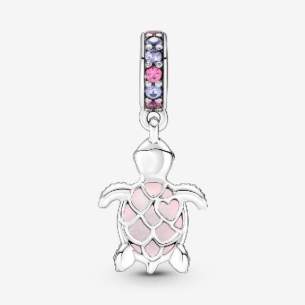 Murano Glass Pink Sea Turtle Dangle Charms Pandora