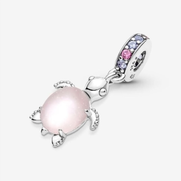 Murano Glass Pink Sea Turtle Dangle Charms Pandora